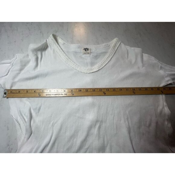 Free People We The Free Colby Long Sleeve Ivory Cotton Raw Hem Blouse Size Med - Picture 6 of 8